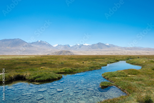 Ak Balyk Lake in Gorno-Badakhshan  Tajikistan. It is located in the World Heritage Site Tajik National Park  Mountains of the Pamirs .