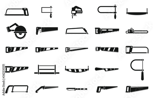 Saw tool icons set. Simple set of saw tool vector icons for web design on white background