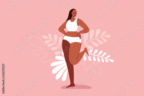 Beautiful female figure. Vector logo design template and illustration in simple minimal linear style - body positive emblem, abstract badge for cosmetology, massage and spa studio 