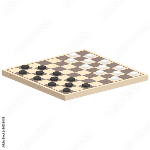 Board game of checkers.Vector isometric and 3D view.