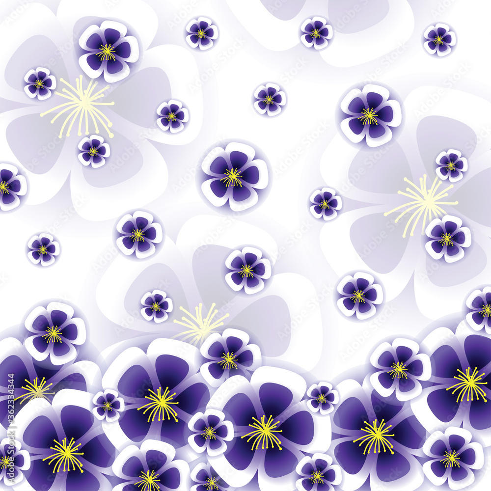 Flower background, with purple and white flowers. Spring wallpaper illustration. Eps 10. Flower background, with purple and white flowers. Spring wallpaper illustration. Eps 10.
