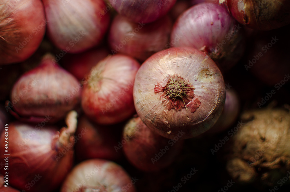 Full frame shot of whole Indian pink onion Full frame shot of whole Indian pink onion