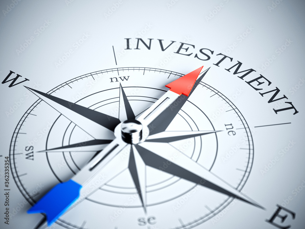 Compass pointing the investment Compass pointing the investment