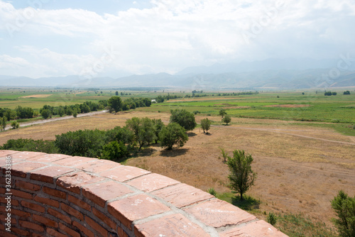 Panorama view from Ruins of Burana Tower in Tokmok, Kyrgyzstan. photo