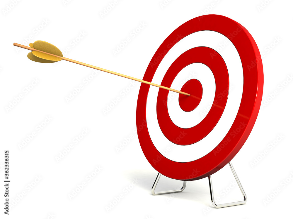 Realistic detailed dartboard with golden dart or arrow. 3d illustration. Realistic detailed dartboard with golden dart or arrow. 3d illustration.