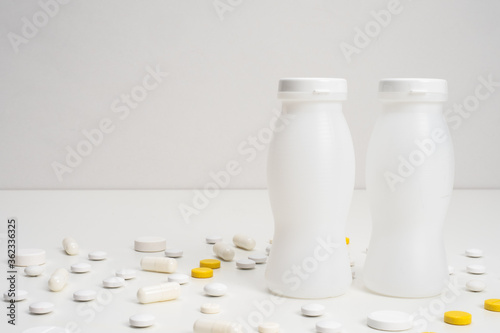 Probiotics and prebiotics. Sources of beneficial bacteria. Bio-yogurt with useful microorganisms. Probiotics in pills and food.