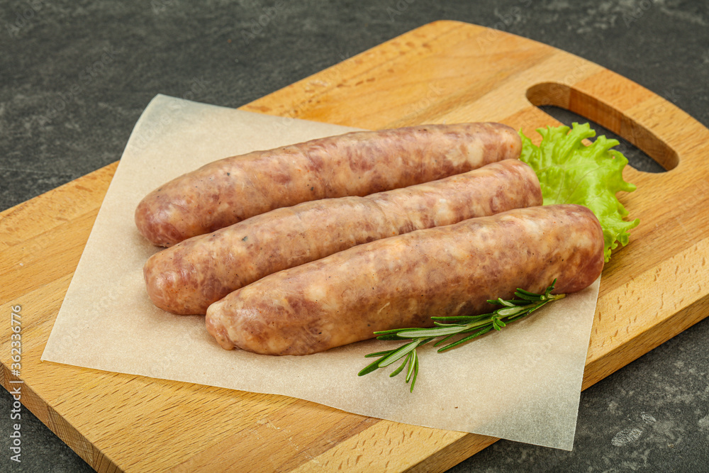 Raw pork meat sausages for grill Raw pork meat sausages for grill