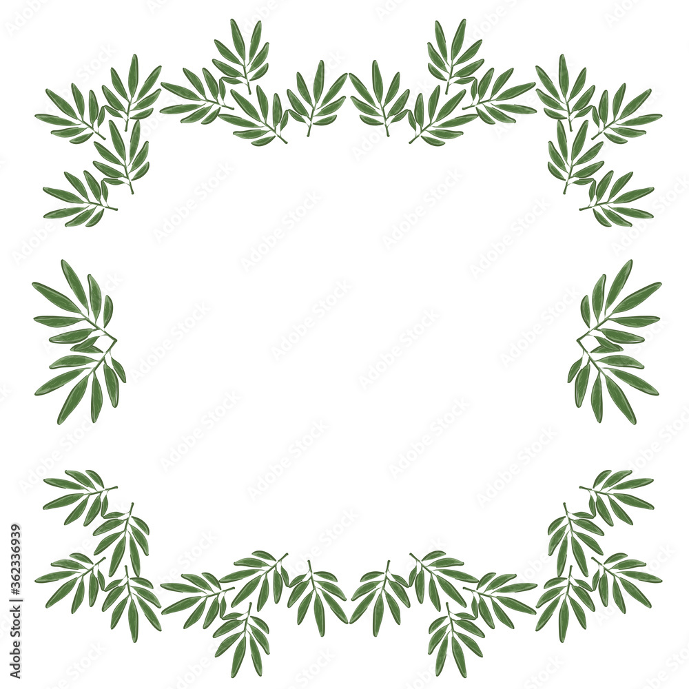 Wreath of bamboo leaves on a light background, frame vector