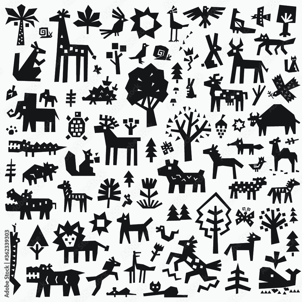 forest animals  graphic icon set