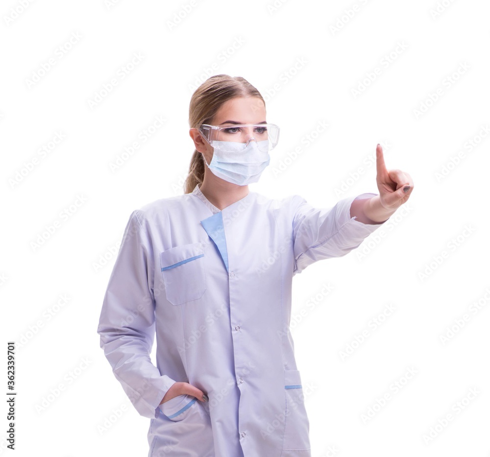 Young woman doctor isolated on white background Young woman doctor isolated on white background