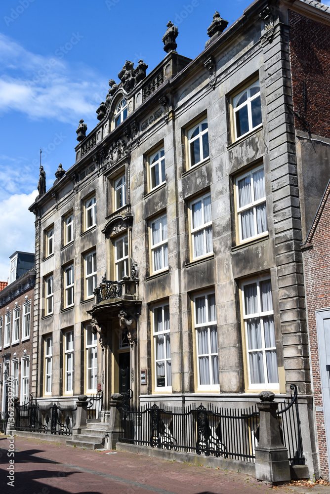 Old facade  in the center of the historical city of Hoorn in Holland