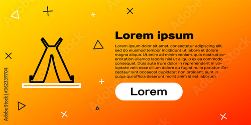 Line Traditional indian teepee or wigwam icon isolated on yellow background. Indian tent. Colorful outline concept. Vector Illustration.