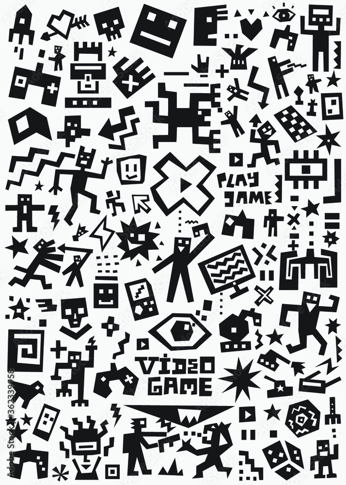video games symbols set