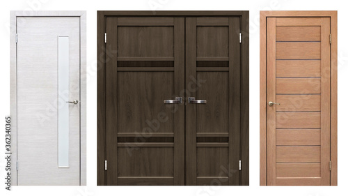 Set of entrance doors (Interior wooden doors) isolated on white background