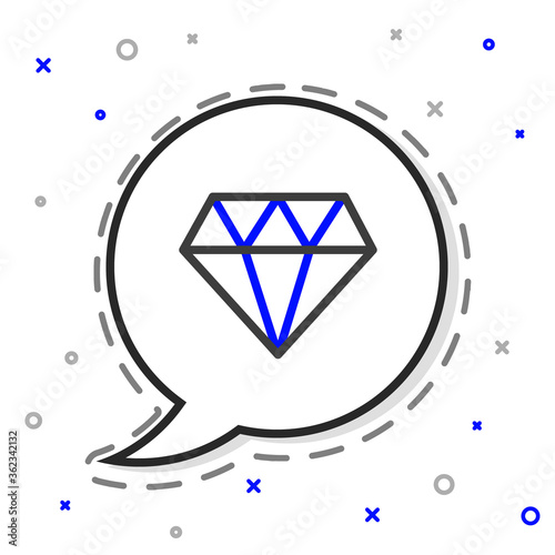 Line Diamond icon isolated on white background. Jewelry symbol. Gem stone. Colorful outline concept. Vector Illustration.