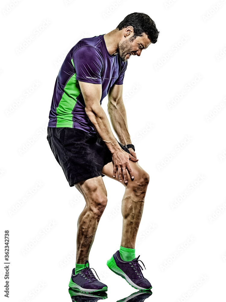 one caucasian handsome mature man running runner jogging jogger isolated on white background one caucasian handsome mature man running runner jogging jogger isolated on white background