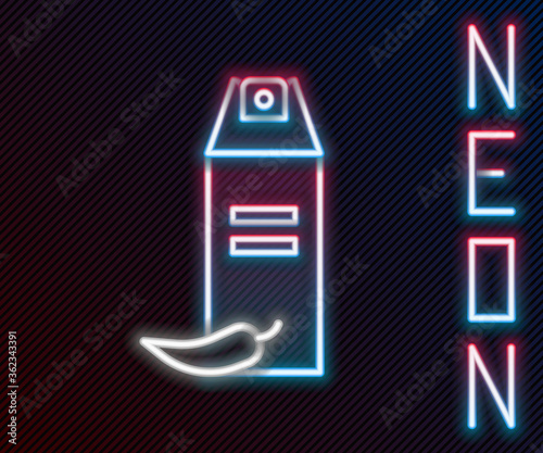 Glowing neon line Pepper spray icon isolated on black background. OC gas. Capsicum self defense aerosol. Colorful outline concept. Vector Illustration.