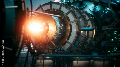 futuristic cyberpunk power plant thermonuclear or nuclear reactor photo