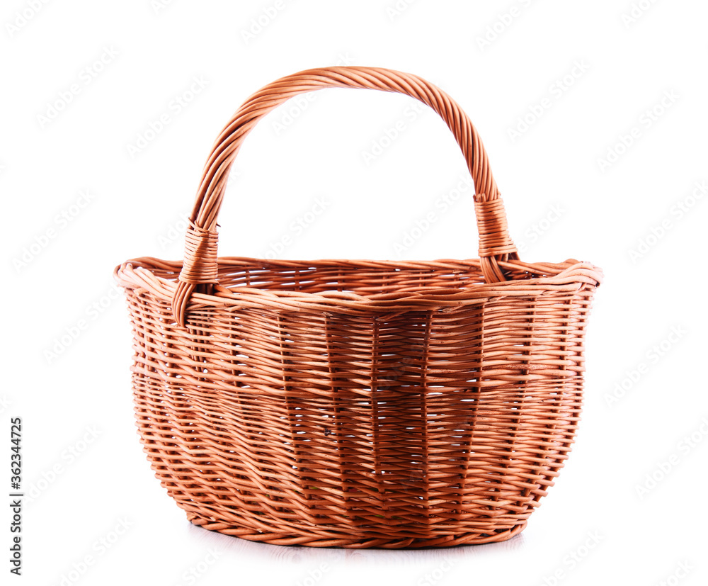 Empty wicker basket isolated on white Empty wicker basket isolated on white
