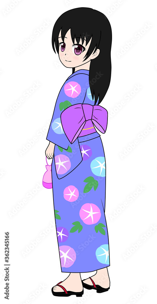 振り向く浴衣姿の女性(朝顔) 振り向く浴衣姿の女性(朝顔)