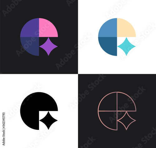 Collection of abstract Q letters modern abstract logo icon design concept. Isolated on white and dark backgrounds. Vector illustration.