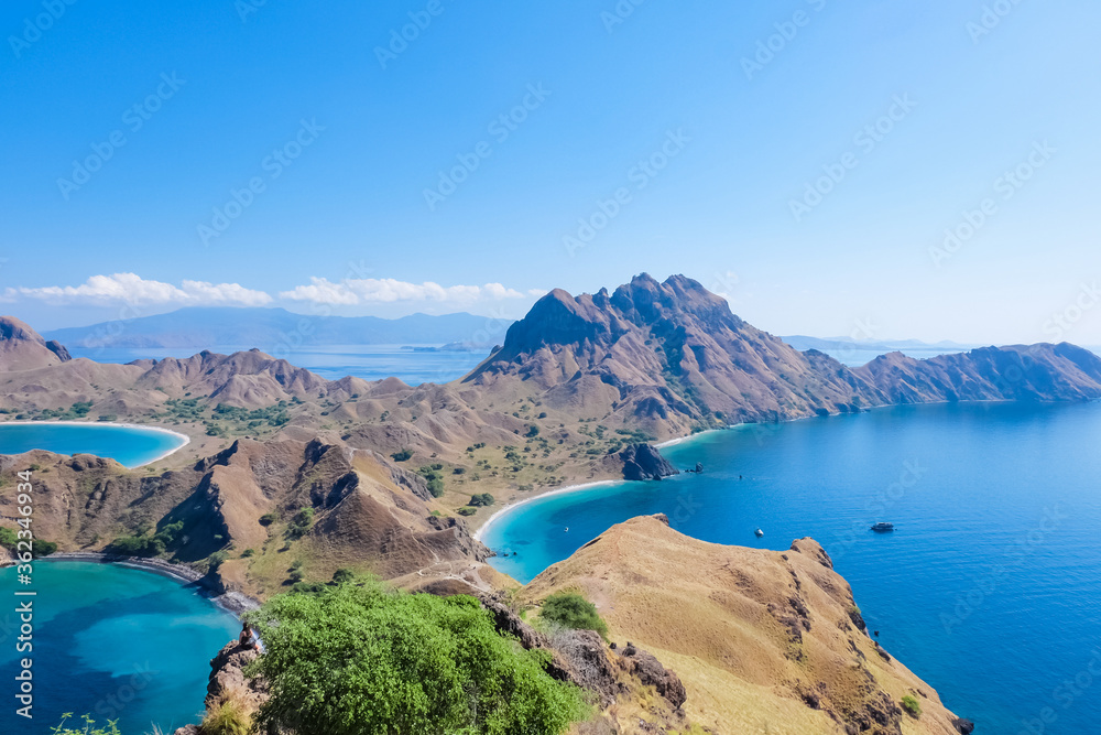Landscape view of Padar Island in Komodo National Park, Indonesia in the afternoon.