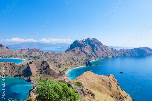 Landscape view of Padar Island in Komodo National Park, Indonesia in the afternoon.