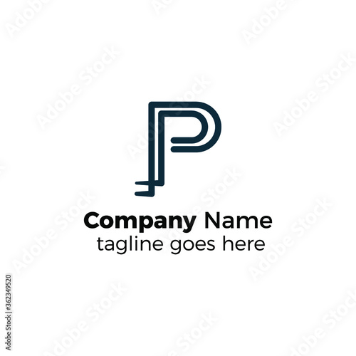 line p logo design vector illustration simple