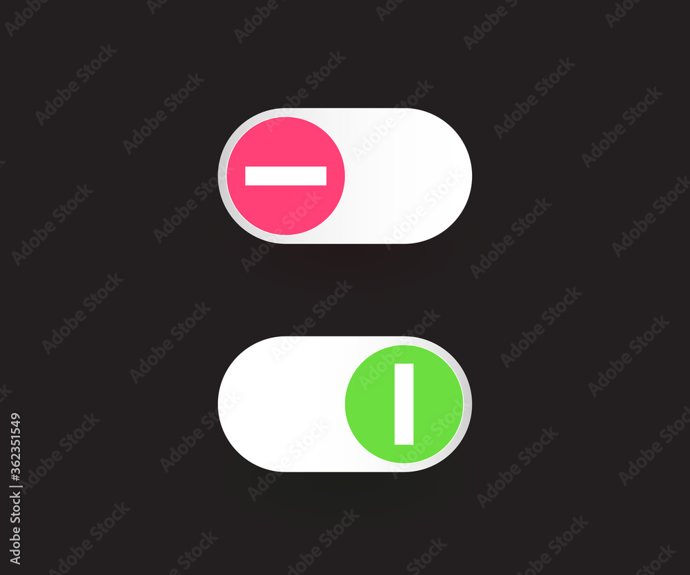 On and Off Toggle Switch Buttons Modern Devices User Interface Vector Graphic Design On and Off Toggle Switch Buttons Modern Devices User Interface Vector Graphic Design