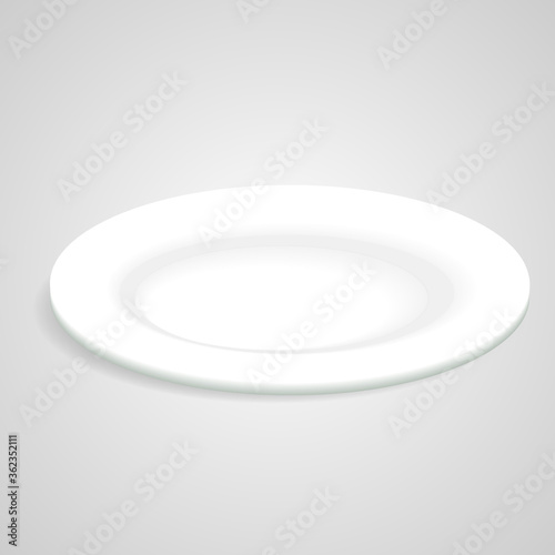Empty white realistic dinner plate vector illustration
