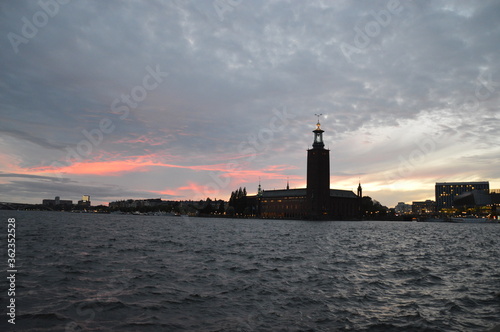 Canvas Print stockholm city hall sunset