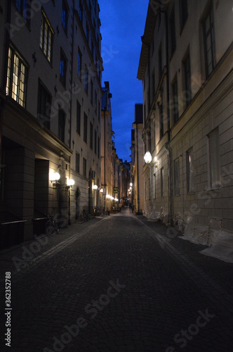 old town stockholm at night