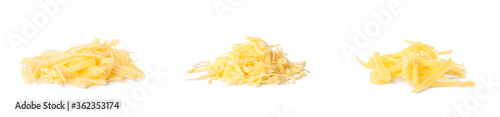 Set with grated cheese on white background. Banner design