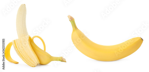 Delicious bananas on white background, banner design