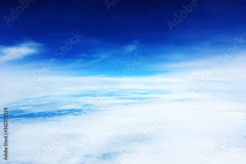 landscape view of sky above cloud in day when travel by plane and look out from window of plane