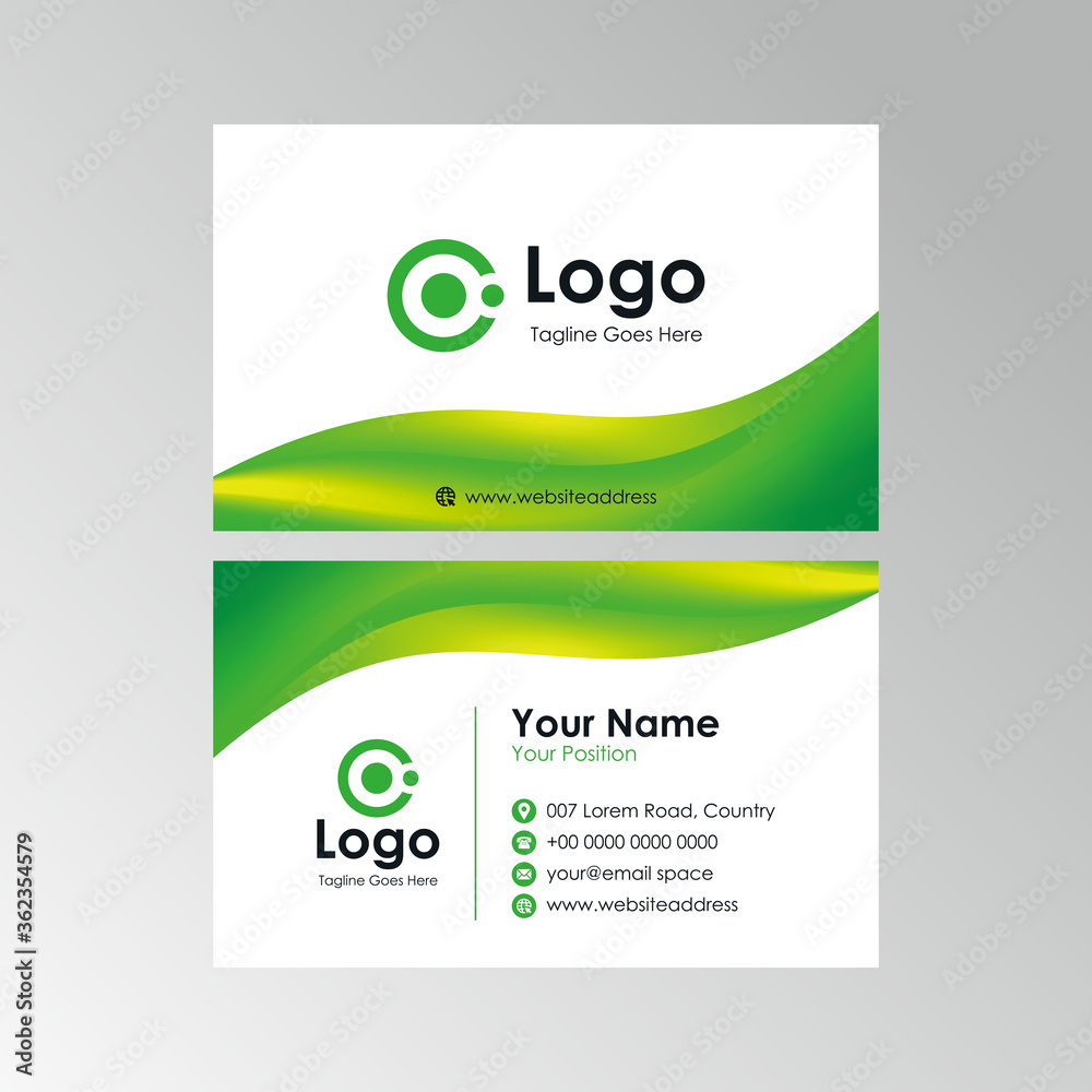 Fototapeta premium abstract smooth fresh green wavy business card design, professional stylish name card template vector