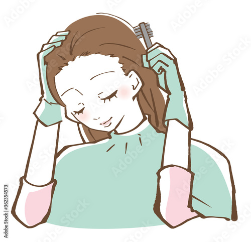 女性　ヘアカラー　カラーリング　髪 　イラスト