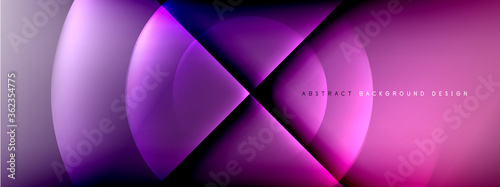 Vector abstract background - circle and cross on fluid gradient with shadows and light effects. Techno or business shiny design templates for text