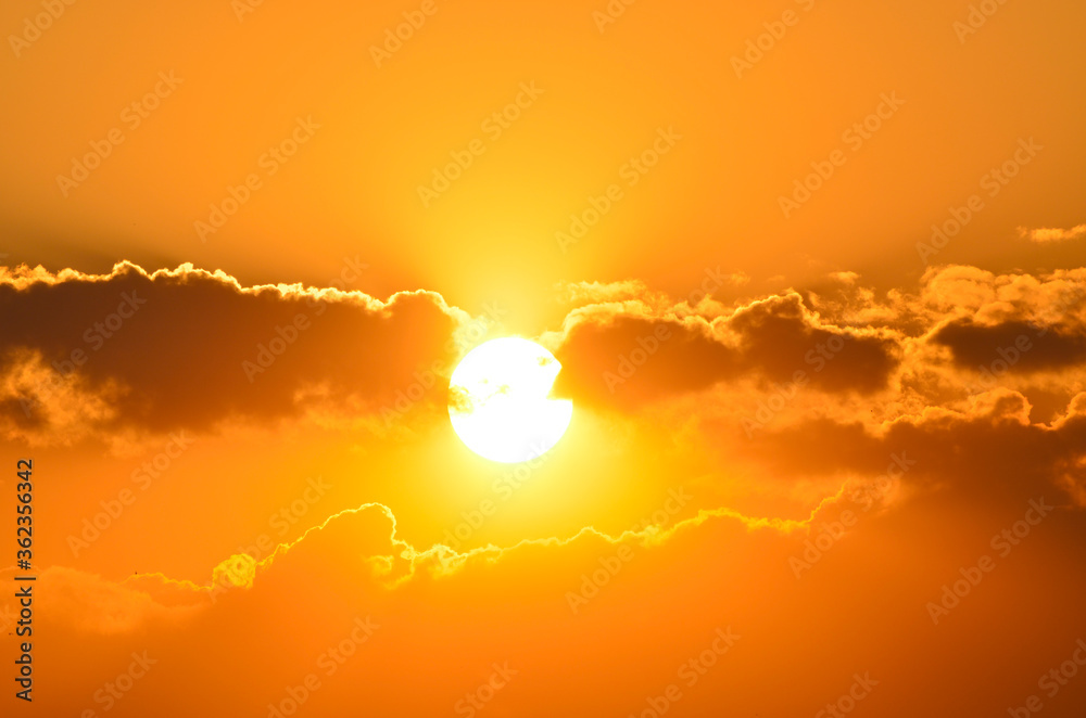 Fototapeta premium Sunset golden sky, photo in the evening