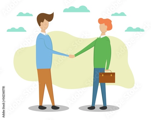 Illustration vector design of two persons handshake for business.