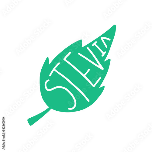  Stevia sign. No added sugar, natural sweetener. Healthly food concept icon.
