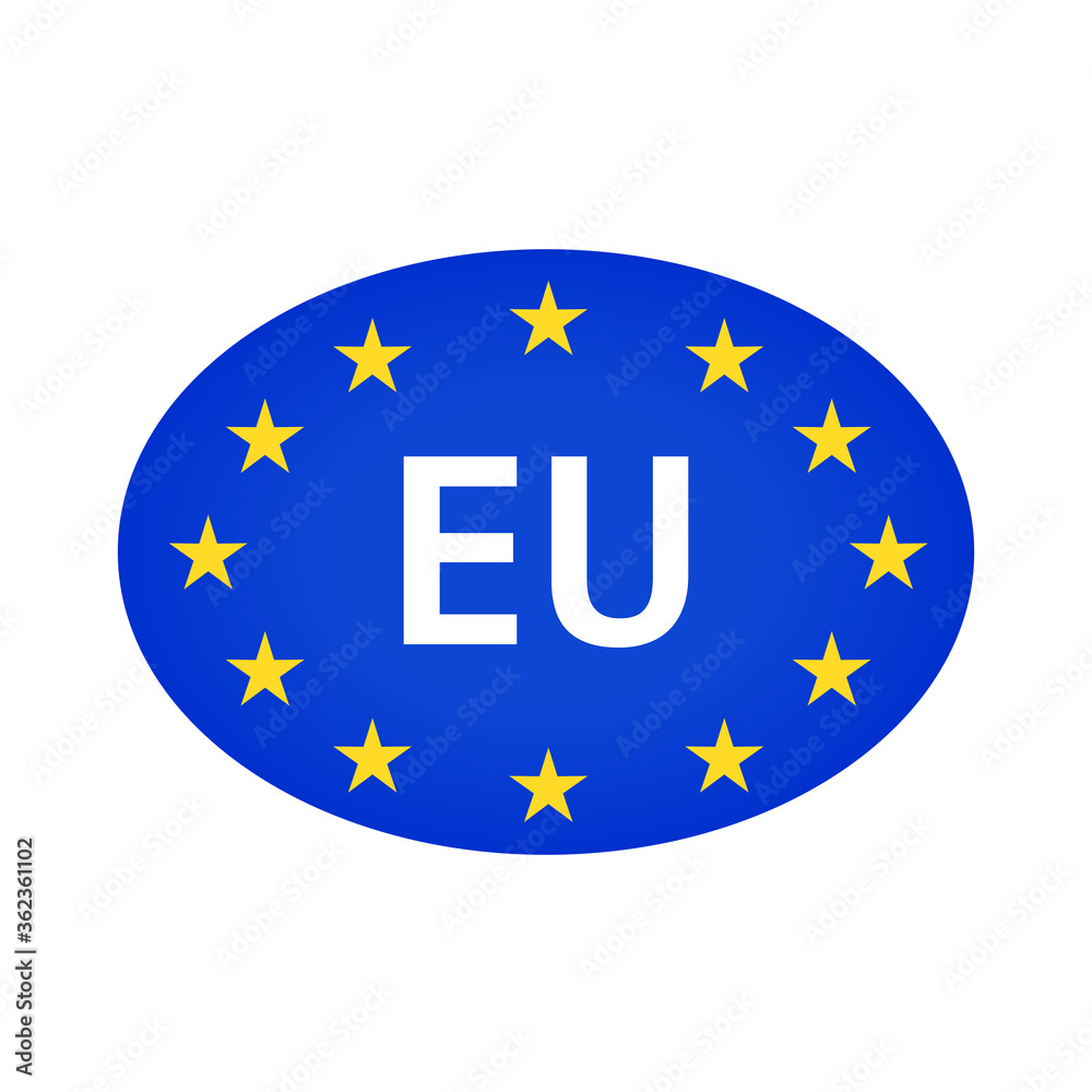 EU. European Union logo symbol. Flat illustration of European Union vector flag. Made in Europe. EU. European Union logo symbol. Flat illustration of European Union vector flag. Made in Europe.