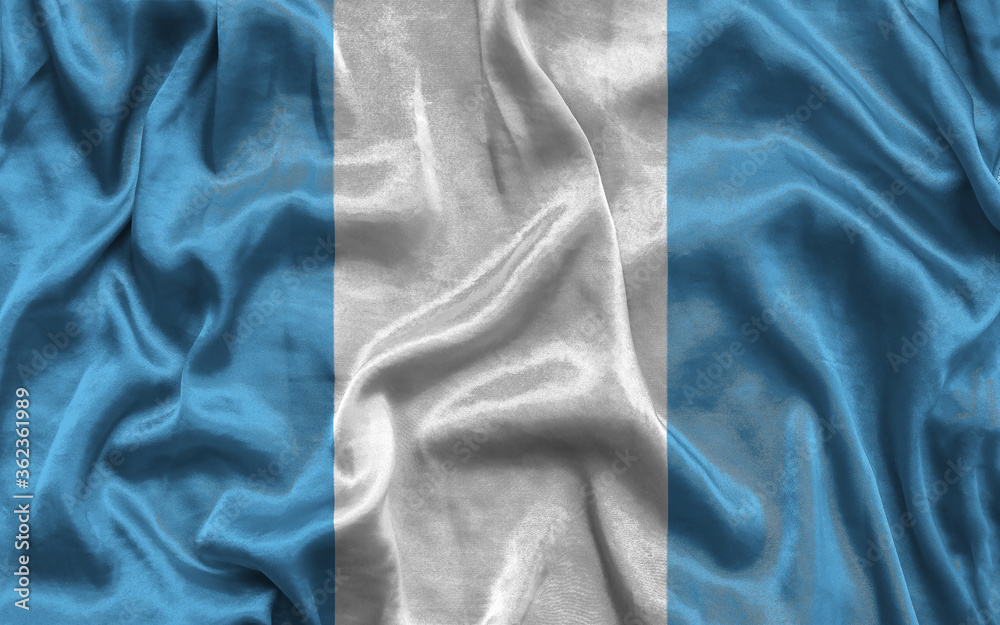 Fototapeta premium Guatemala national flag background with fabric texture. Civil flag of Guatemala waving in the wind. 3D illustration