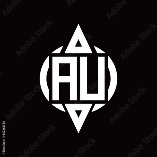 AU Logo with circle rounded combine triangle top and bottom side design template