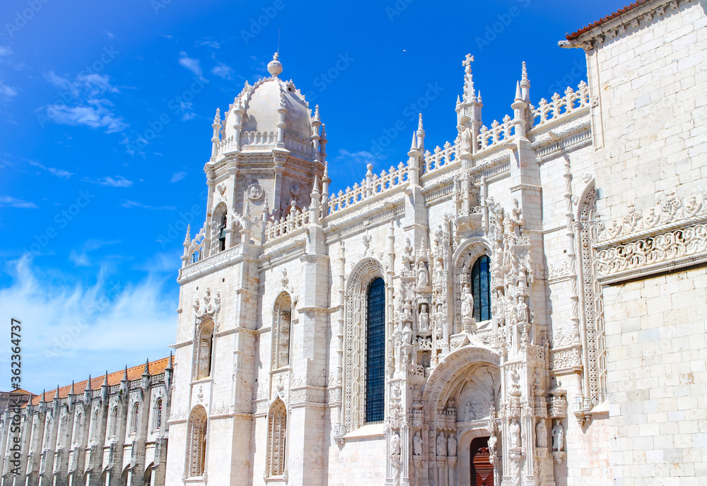 Mosteiro dos Jeronimos in Lisbon, capital of Portugal, in the Belém district.