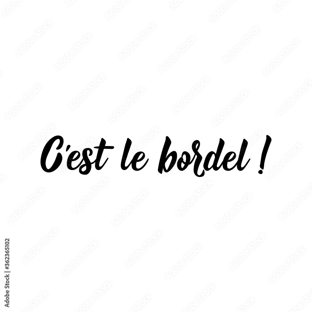 It's a mess in French language. Lettering. Ink illustration. Modern brush calligraphy. It's a mess in French language. Lettering. Ink illustration. Modern brush calligraphy.