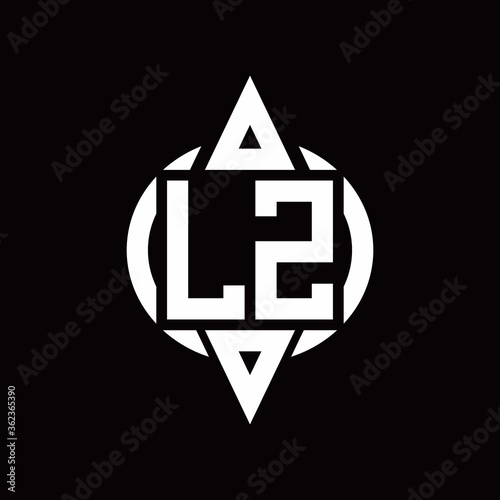 LZ Logo with circle rounded combine triangle top and bottom side design template