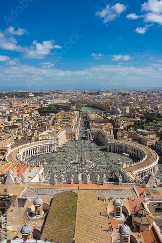 View of the Vatican and St. Peter's square from the observation deck of the dome of St. Peter's Cathedral