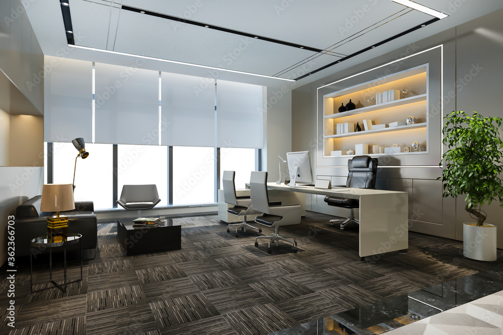 custom made wallpaper toronto digital3d rendering luxury business meeting and working room in executive office