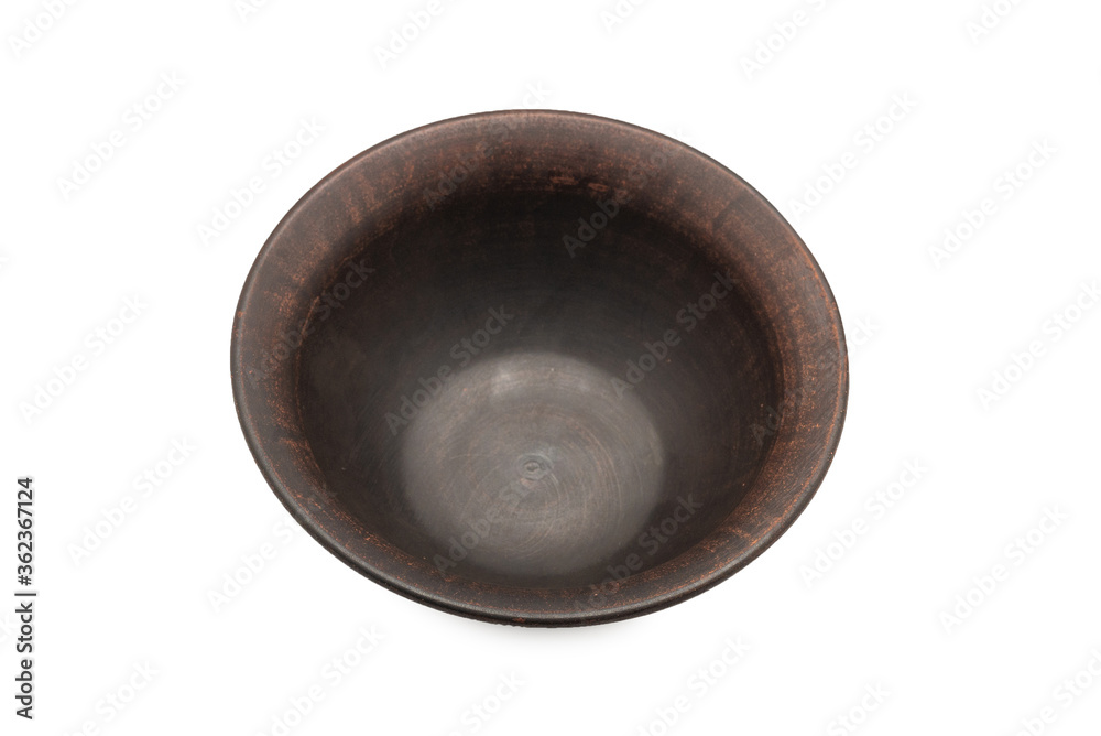 Ceramic empty brown bowl isolated on white Ceramic empty brown bowl isolated on white